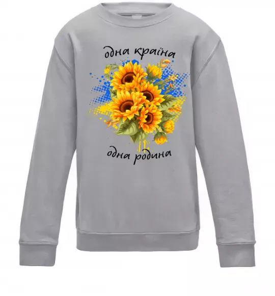 Детский Свитшот Одна країна одна родина Серый меланж фото