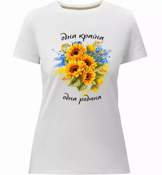 Женская премиум футболка Одна країна одна родина Белый фото