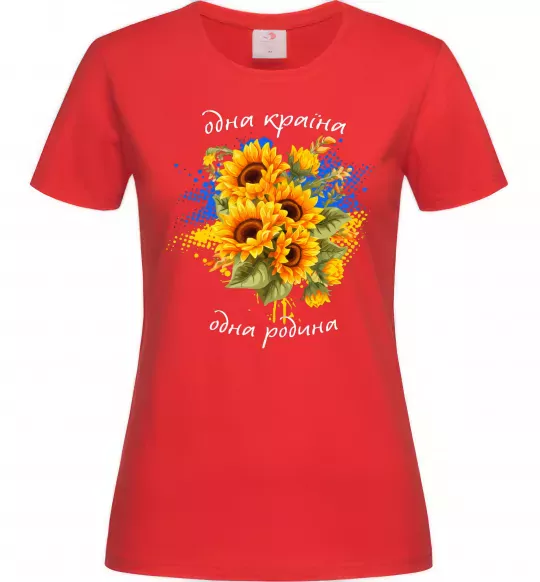 Жіноча футболка Одна країна одна родина Червоний фото