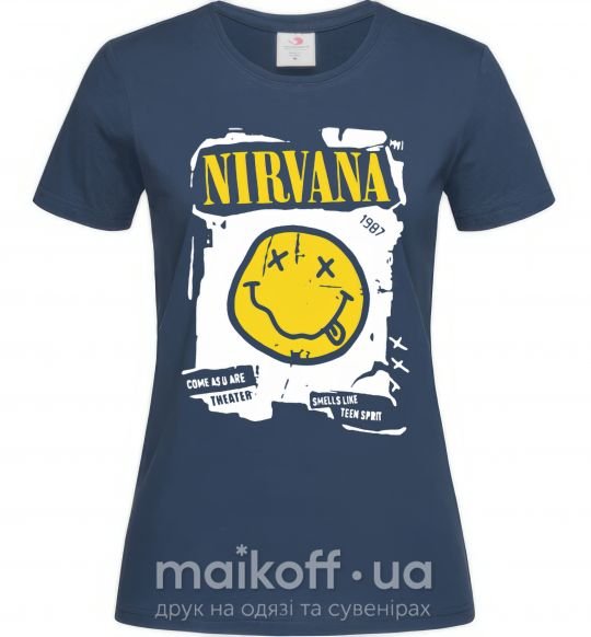 Женская футболка Nirvana 1987 Темно-синий фото