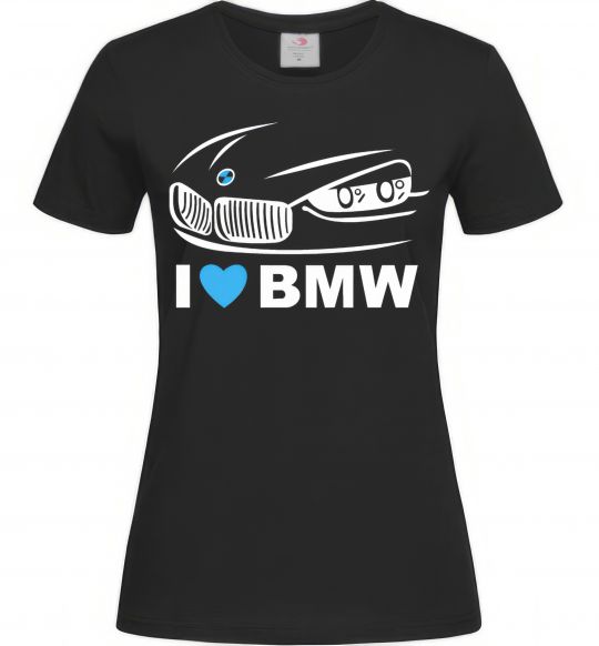 Женская футболка Love bmw, колір - чорний, розмір - S Черный фото