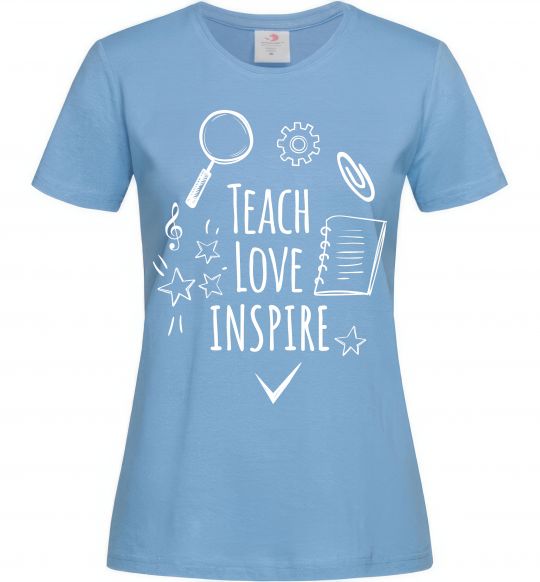 Женская футболка Teach love inspire, розмір S Голубой фото