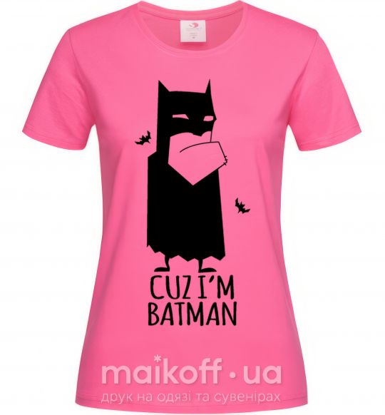Жіноча футболка Cuz i'm batman, розмір S Яскраво-рожевий фото