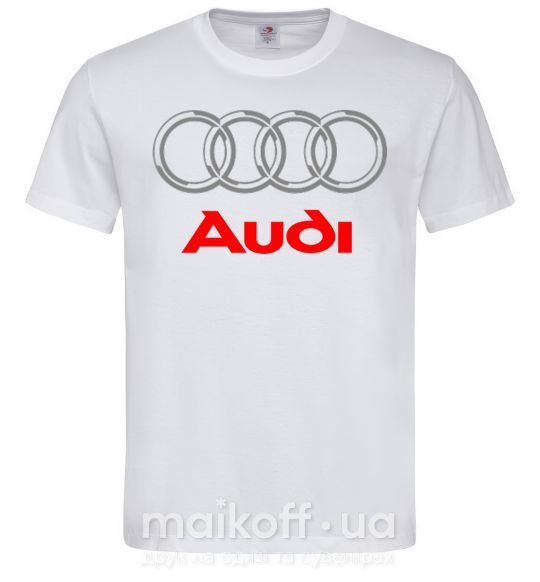 Мужская футболка Audi logo gray, розмір L Белый фото