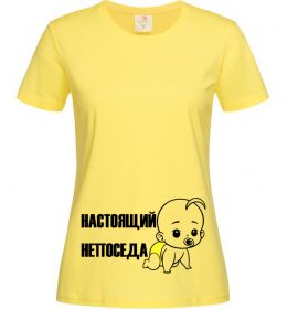 Жіноча футболка Справжній непосида, колір - лимонний, розмір ХL