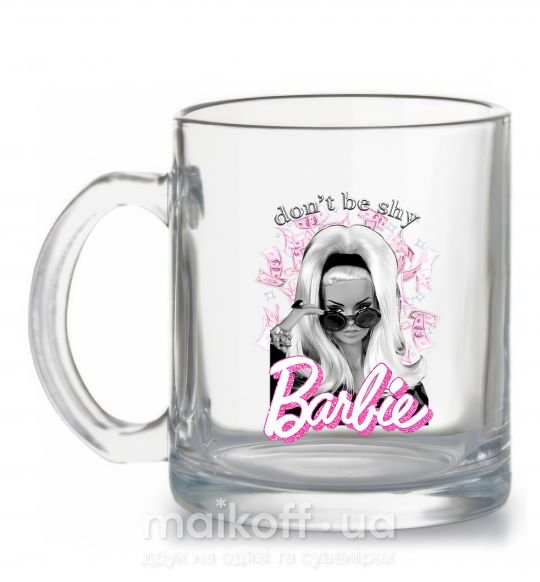 Чашка скляна Barbie dont be shy Прозорий фото