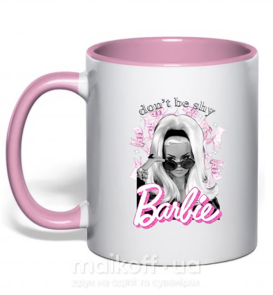 Чашка з кольоровою ручкою Barbie dont be shy Ніжно рожевий фото