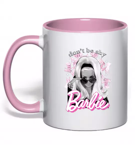 Чашка з кольоровою ручкою Barbie dont be shy Ніжно рожевий фото