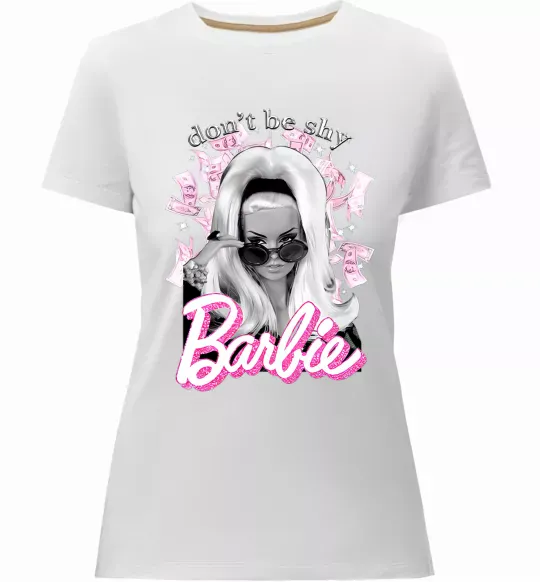 Женская премиум футболка Barbie dont be shy Белый фото