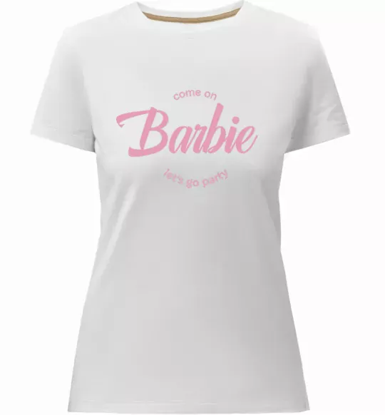 Женская премиум футболка Barbie lets go party Белый фото