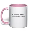 Чашка з кольоровою ручкою Vlad is love Ніжно рожевий фото