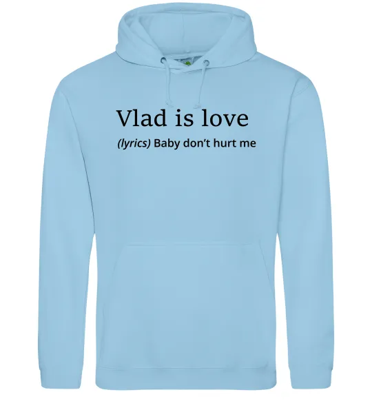 Чоловіча толстовка (худі) Vlad is love Блакитний фото