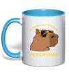 Чашка с цветной ручкой Be a capybara Голубой фото