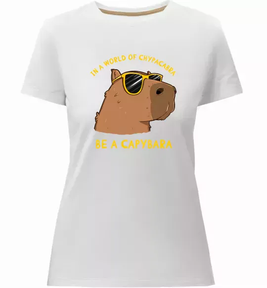 Жіноча преміум футболка Be a capybara Білий фото
