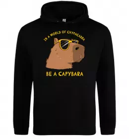 Мужская толстовка (худи) Be a capybara Черный фото
