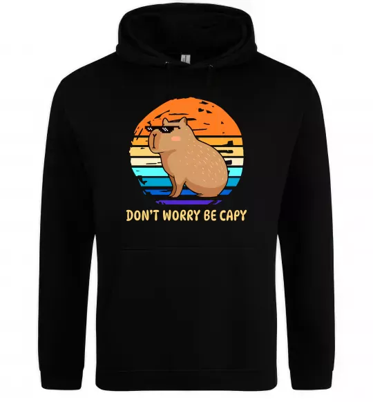 Мужская толстовка (худи) Капібара Черный фото