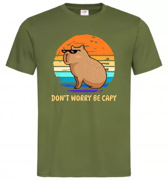 Мужская футболка Капібара Оливковый фото