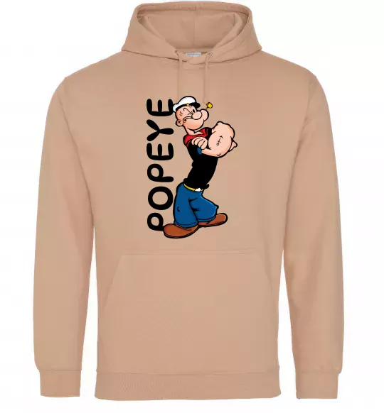 Мужская толстовка (худи) Папай Песочный фото