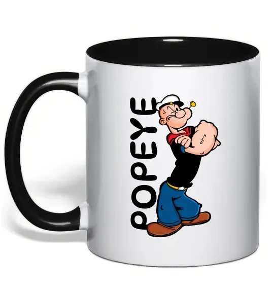 Чашка з кольоровою ручкою Папай Чорний фото