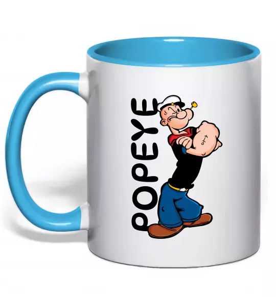 Чашка з кольоровою ручкою Папай Блакитний фото