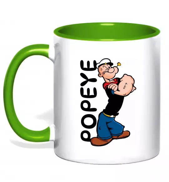 Чашка з кольоровою ручкою Папай Зелений фото