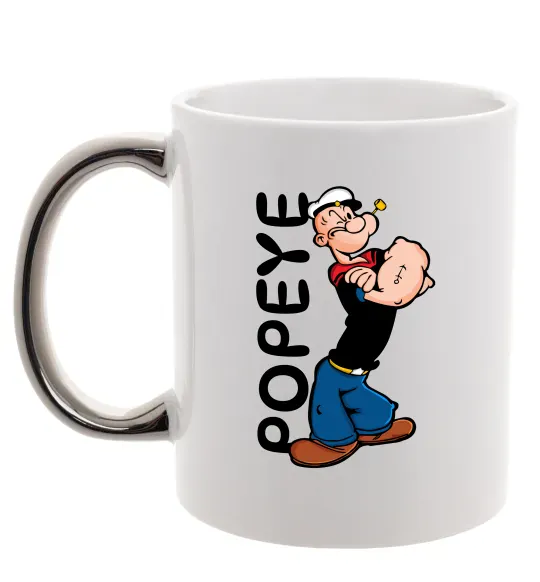 Чашка з кольоровою ручкою Папай Срібло фото