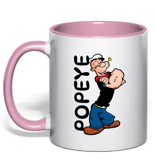 Чашка з кольоровою ручкою Папай Ніжно рожевий фото