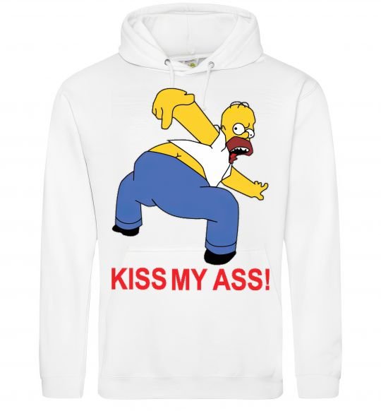 Мужская толстовка (худи) KISS MY ASS Homer simpson, колір - білий, розмір - L Белый фото