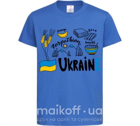 Дитяча футболка Ukraine symbols, М(9-10р.) Яскраво-синій фото