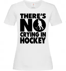 Жіноча футболка There's no crying in hockey XS Білий фото