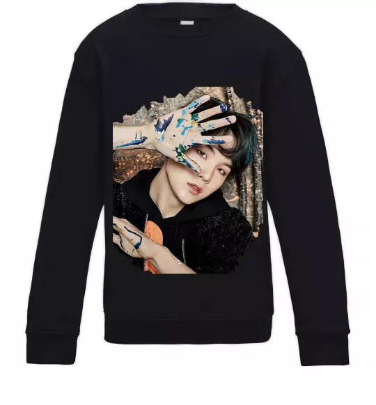 Детский Свитшот Suga BTS paint, (7-8р.) Черный фото
