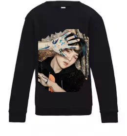 Дитячий світшот Suga BTS paint, (7-8р.) Чорний фото