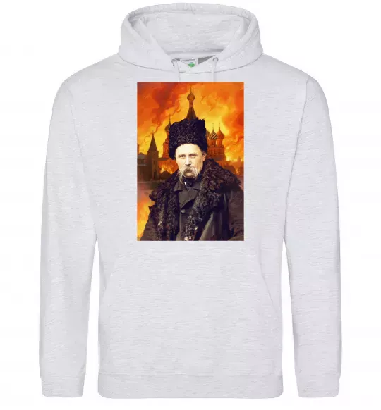 Жіноча толстовка (худі) Тарас Шевченко кремль палає Сірий меланж фото