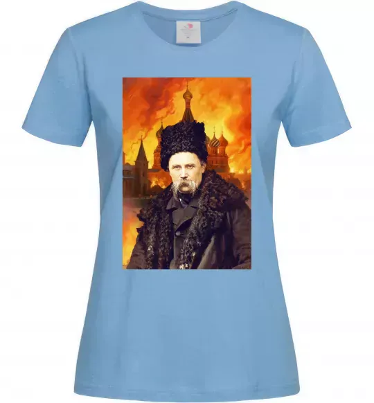 Жіноча футболка Тарас Шевченко кремль палає Блакитний фото