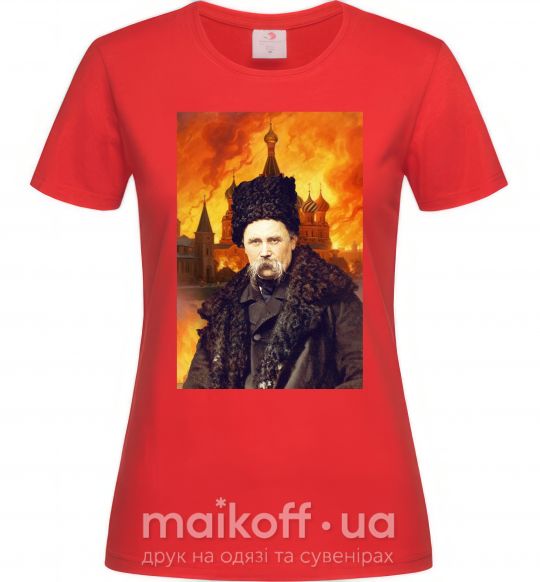Жіноча футболка Тарас Шевченко кремль палає Червоний фото