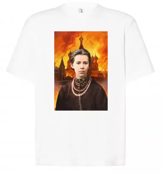 Футболка Оверсайз Леся Українка кремль палає Белый фото