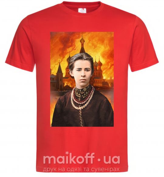 Мужская футболка Леся Українка кремль палає Красный фото