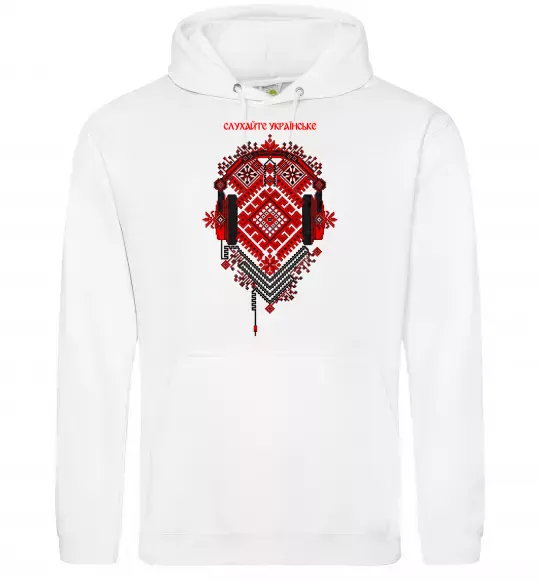 Женская толстовка (худи) Слухайте українське Белый фото
