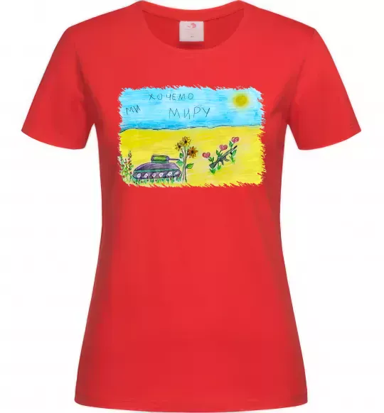 Женская футболка Ми хочемо миру Красный фото