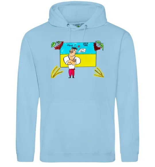 Мужская толстовка (худи) Козак stop war калина Голубой фото