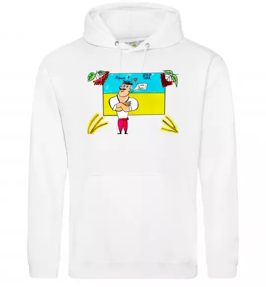 Жіноча толстовка (худі) Козак stop war калина Білий фото