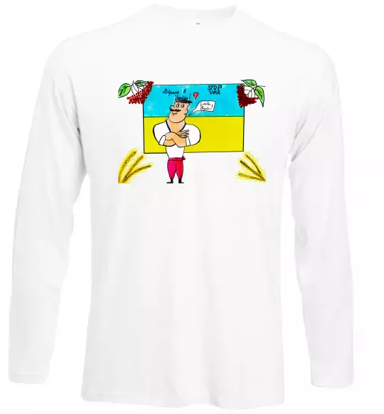 Лонгслив Козак stop war калина Белый фото
