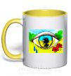 Чашка з кольоровою ручкою Око Україна Сонячно жовтий фото