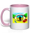 Чашка з кольоровою ручкою Око Україна Ніжно рожевий фото