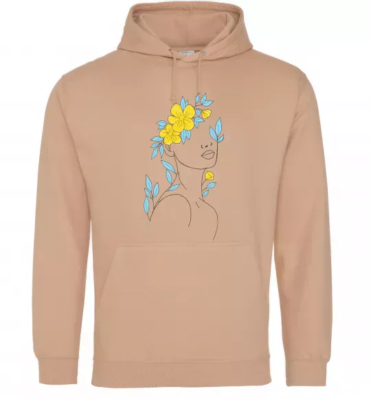 Чоловіча толстовка (худі) Жовто блакитні квіти Пісочний фото