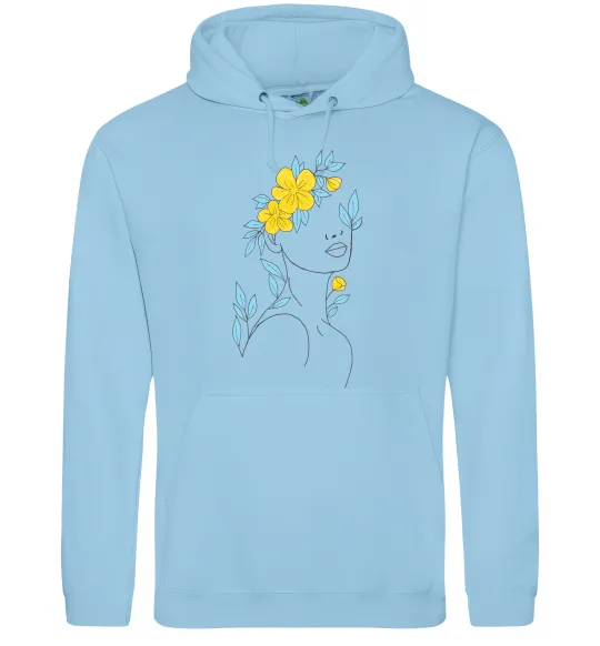 Женская толстовка (худи) Жовто блакитні квіти Голубой фото