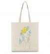 Еко-сумка Жовто блакитні квіти Бежевий фото