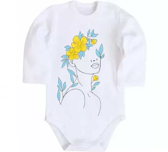 Детский боди Жовто блакитні квіти Белый фото