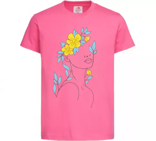 Детская футболка Жовто блакитні квіти Ярко-розовый фото