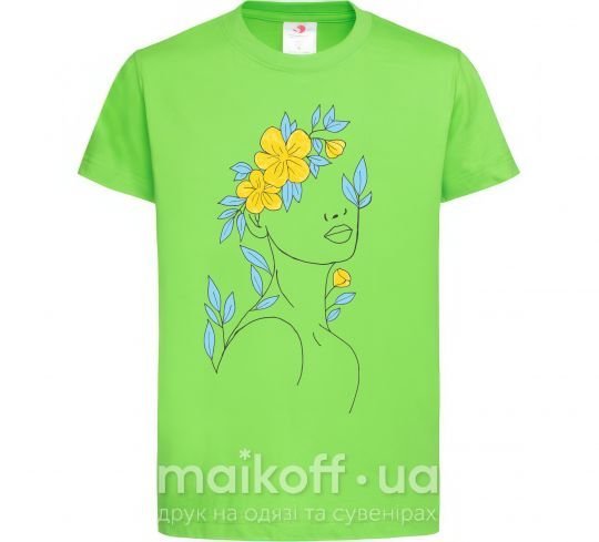 Детская футболка Жовто блакитні квіти Лаймовый фото